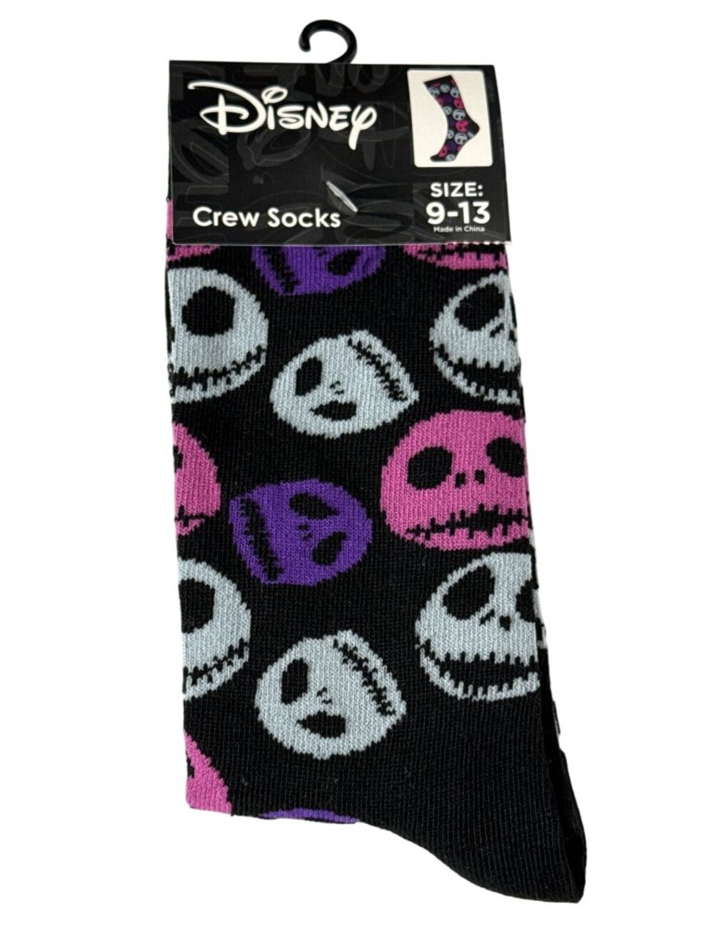 Men’s Black Skull Crew Socks 9-13 | Spooky Halloween Gothic Style